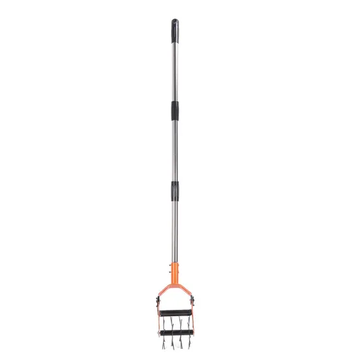 Garden Cultivator Tool Stainless Steel Lawn Reseeding Garden Tool Adjustable Handle Garden Soil Loosener with Weeding Blade for Soil Mixing 3 Sections