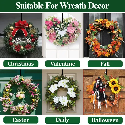 Wreath Hanger for Front Door,Larger Door Upgrade Wreath Hanger Christmas Fall Wreaths Decorations Hook (Black)