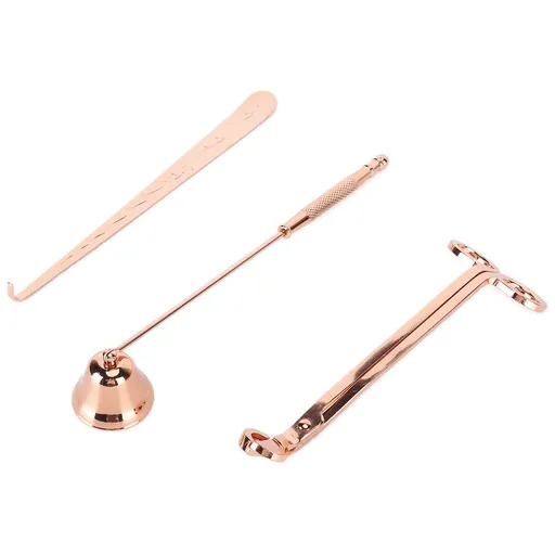 3PCS Candle Accessory Set Candle Wick Trimmer Cutter Snuffer Extinguisher Wick Dipper Gift SuppliesRose Gold