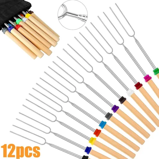 12 Pcs Roasting Sticks Smores Skewers Extendable Fork