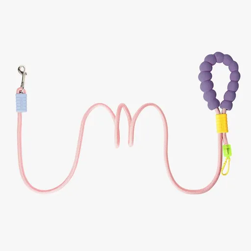 Purple Pink Multi Functional Dog Leash with Foam Handle - 1.85m Nylon Hands Free Crossbody Lead with 360 Degree Swivel Clip - Adjustable Waist and Shoulder Walking Rope for Small Medium Large Dogs