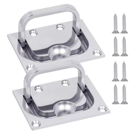 316 Stainless Steel Hatch Pull Flush Lift Boat Ring Hatches Pull Handle with Mount Screws for Boat Deck Hatch Handle and Home Furniture Recessed Handle etc