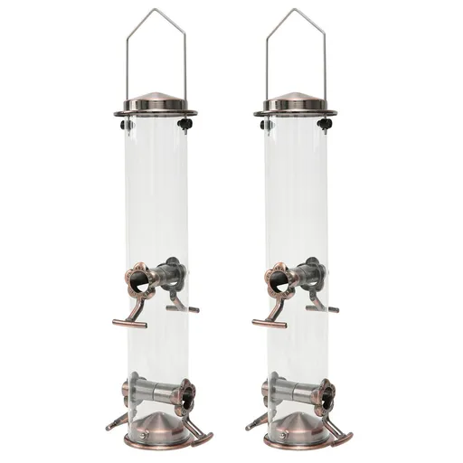 Hanging Metal Wild Bird Feeder Weatherproof Outdoor Garden Bird Food Dispenser with 4 Feeding Ports and Perches