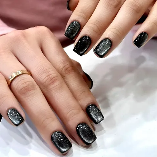 24pcs Cat Eye Short False Press on Nails Tips Square Oval Designs Fake Nails Set Reusable Artificial faux Fingernails Full Cover