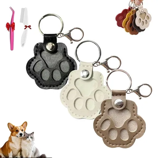 Keychain, Fillable Pet Paw Shaped Leather Keychain, Pet Memorial Hair Keychains, Keep Them by Your Side