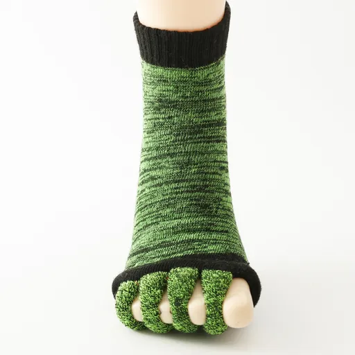 Five-Toe Yoga Socks Open-Toe Design Bunion Corrector Anti-Odor Breathable One Size Green