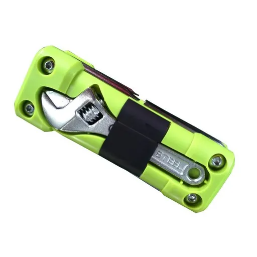 Green Multi-Tool with Adjustable Wrench - Compact Hex Key Set, Socket Bits & Screwdrivers for Bicycle, Motorcycle Repair, Camping & EDC