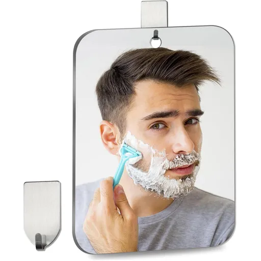 Shower Mirror Fogless for Shaving, Medium 6.7 in x 5 in Mirror for Wall Hanging, Frameless Portable Travel Camping Mirrors