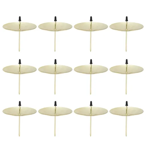 12pcs Candle Plate Iron Material 7x6.5cm/2.8x2.6in Gold Stable Reliable Decorative Wearable Fixing Holder for Party