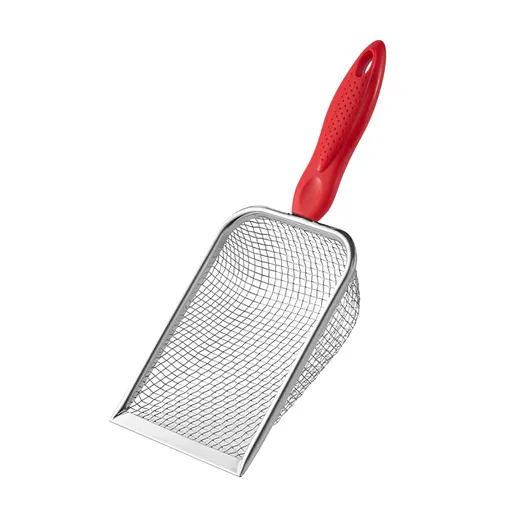 Beach Mesh Shovel for Shell Collecting, Kids Filter Sand Scooper for Picking Up Shells, Shark Tooth Sifter Dipper for Boys and Girls Red
