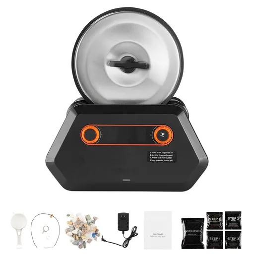 Rock Tumbler Kit, 3 lbs Rock Polishing Kit, 4 Speed Settings 9-Day Polishing Timer Stone Polishing Kit, Rock Polisher with Rough Gemstones and Polishing Grits, Rock Polisher for Adults Kids