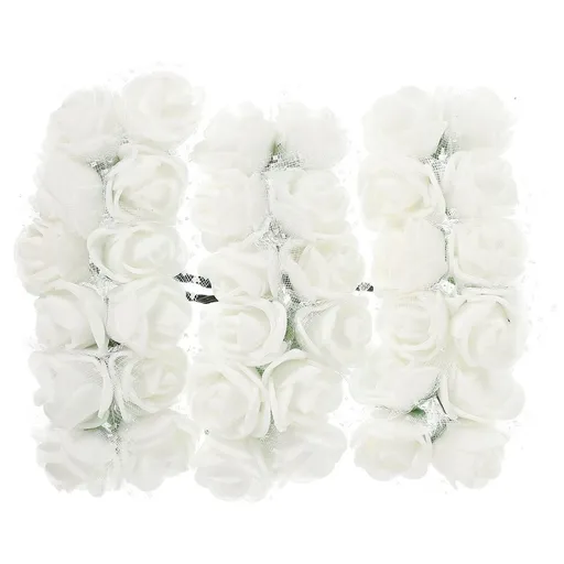 144Pcs White Artificial Rose Flower Heads for DIY Wedding Bouquets and Hair Decoration