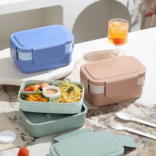 Bento Box Adult Lunch Box, Containers for Adults Men Women, Lunchable Food Container with Utensils, Sauce Jar, Muffin Liners, Microwave & Dishwasher Safe Green#3