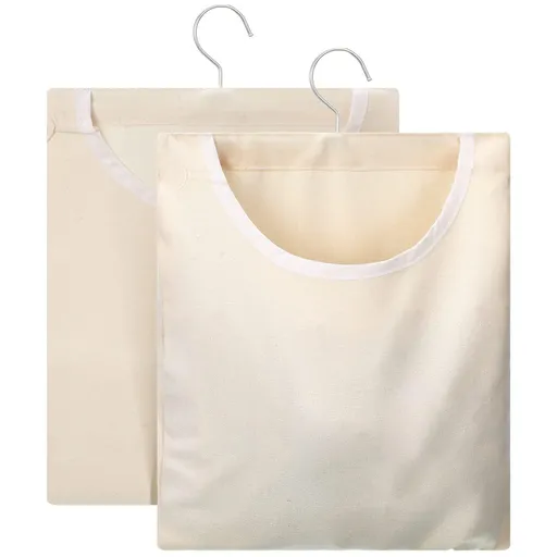2pcs Canvas Clothespin Bag, Beige (32x27 cm/13.33x11.25 inch), Zipper Closure, Portable Clothes Pin Hanging Bag for Home Balcony Travel beige