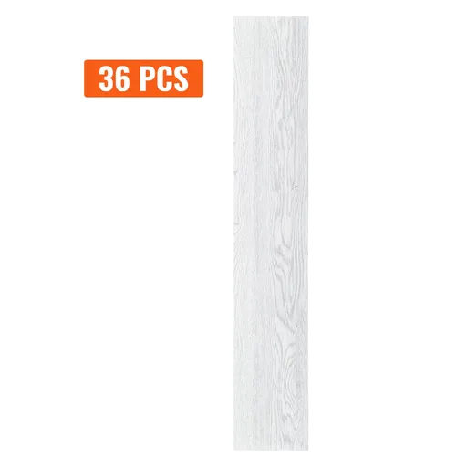 Self Adhesive Vinyl Floor Tiles 36 x 6 inch, 36 Tiles 2.5mm Thick Peel & Stick, Light Gray Wood Grain DIY Flooring for Kitchen, Dining Room, Bedrooms & Bathrooms, Easy for Home Decor