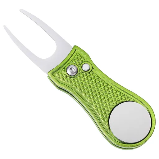 Stainless Steel Golf Green Fork Turf Repair Tool for Lawn Care and Divot Maintenance - Light Green