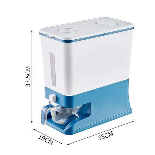 Regular Amber Blue Smart Kitchen Rice Dispenser - Automatic Press-Style Rice Storage Bin
