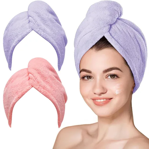 2pcsQuick-Drying Hair Towel Set for Gentle Post-Shower Hair Care, Ideal for All Hair Types (Lavender)