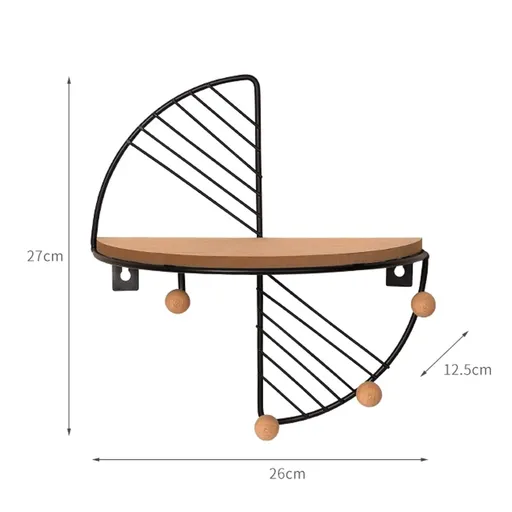 Floating Shelves Wall Mounted Half Round Wall Shelf Wood and Metal Semi-Circle Wall Hanging Shelf Decorative Shelves