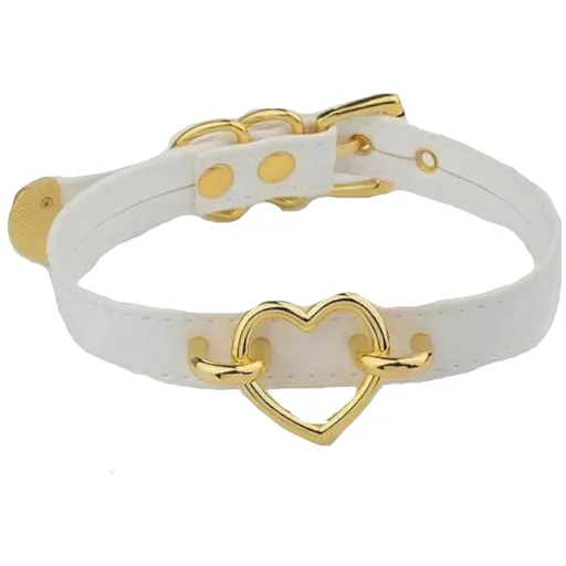House Of Dasein Bdsm Heart Choker Collar Submissive Symbolic Jewelry Kink Fetish - Whitegold