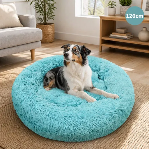 Pet Dog Bedding Warm Plush Round Comfortable Nest Comfy Sleep kennel Green 120cm