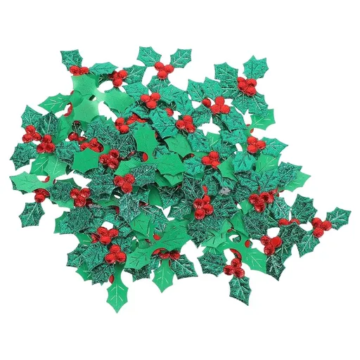 Cloth Green Holly Leaves for Christmas Decor and Creative Crafts 100Pcs