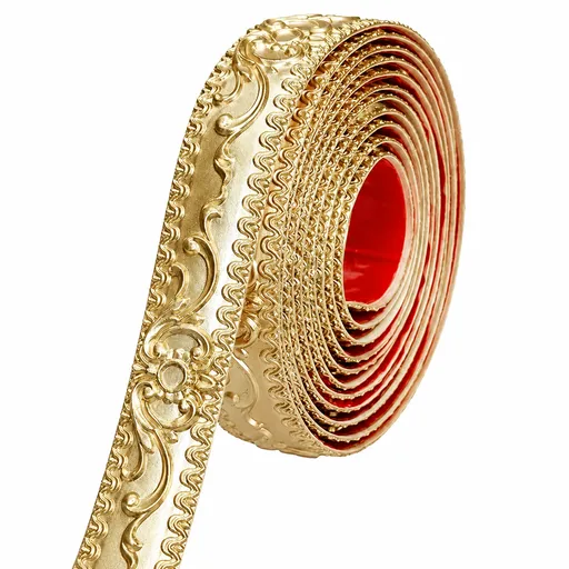 16.4ft Self-Adhesive Flexible Wall Trim, Peel and Stick Molding for Mirror Frame, Cabinet and Home Decor, Champagne Gold