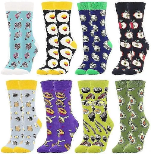Women's Cotton Novelty Print Socks Animal Food Pattern Cute Pack Socks