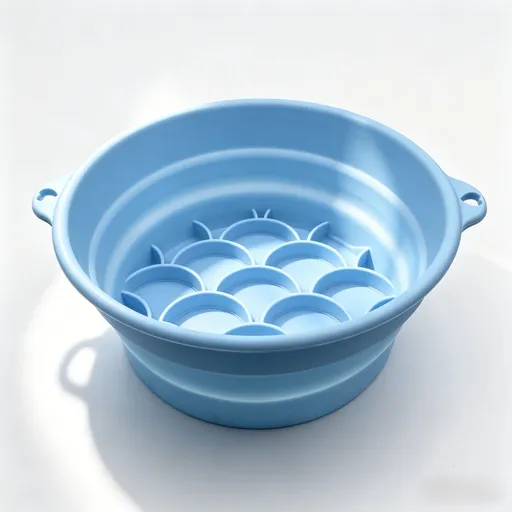 Rejuvenating Facial Ice Bath Bowl, Foldable Silicone Ice Water Basin for At-Home Spa Skincare, Portable Fish-Scale Textured Cold Plunge for Face to Soothe, Depuff, and Refresh Your Glow Anytime, Anywhere (Blue)