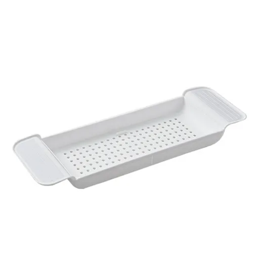 Bathtub Tray Stable Placement Expandable Plastic Material Draining Design Bath Caddy Tub Table for Bathroom White