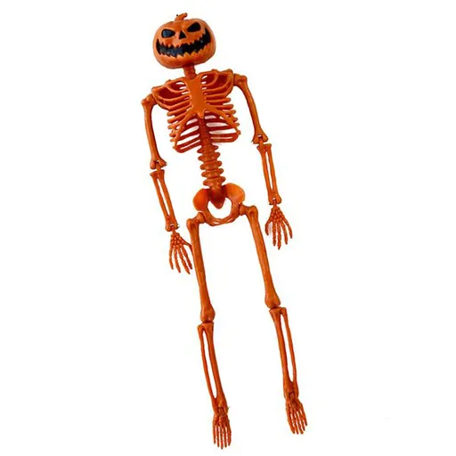 Human Skeleton 35.4in Plastic Realistic Creepy Pumpkin Skeleton for Decoration Prop