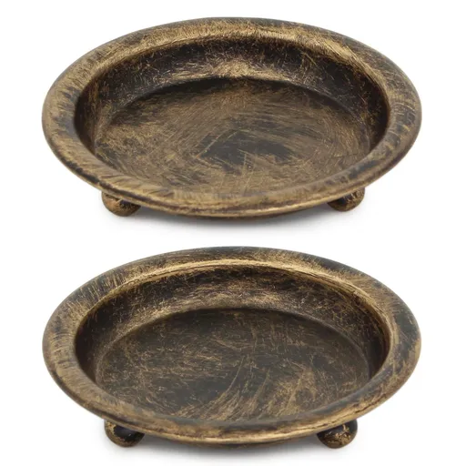 Matte Black Iron Candle Plate, Set of 2, Metal Style Candle Holder for Pillar/Scented/Flameless/Ball Candles, Decorative Candle