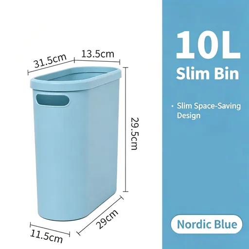 Blue Press-Rim Trash Can Model 9220 | Halloween Minimalist Clean Gift | Slim Gap Waste Basket with Press Ring for Narrow Space