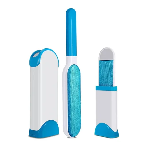 Pet Hair Remover Brush Reusable Static Lint Cleaner Clothes Carpet Sofa Bedding - Blue