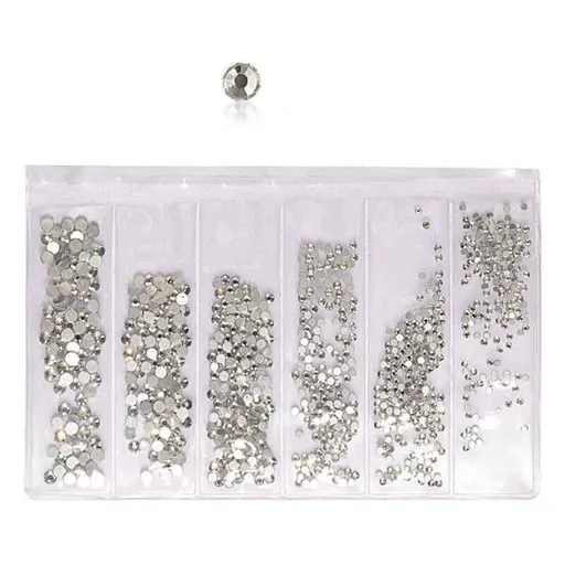 1440Pcs Glitter Rhinestones Crystal Clear Flat Bottom Glass Nail Art Nail Drill - Clear