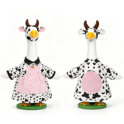 2Pcs 23 Inch Porch Goose Outfits, Eye Catching Cow Theme Design, Exposure Including Wind and Sunlight for Outdoor Lawn Decor