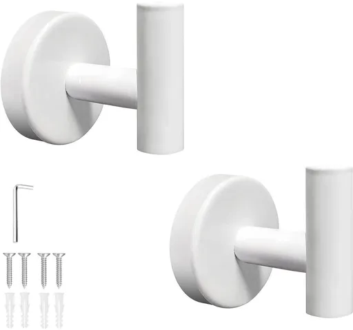2 pieces - Towel hook - Hanging hooks - Hanging hooks - Bathroom towel hooks - Key hook - Clothes hook - Hat hook - Wall hooks - stainless steel hook - with screws - for bathroom, kitchen, garage, home, hotel, office - 5.5*6 cm - white