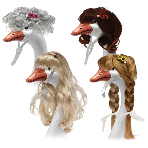 4 Pcs Goose Statue Wig, Breathable Mesh, The Texture is Naturally Voluminous, Fine Hair Strand, for Outdoor Garden Patio Yard