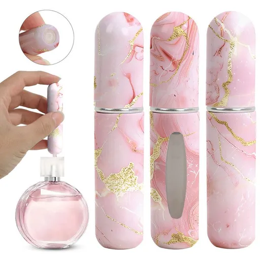 3-Pack - 5ml Portable Perfume Sample Bottles, Bottom-Fill Leak-Proof Travel Spray Bottles - Pink