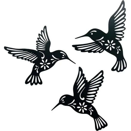 3 Pieces Metal Hummingbird Wall Art Decoration Hollow Out Iron Bird Sculpture Waterproof Wall Hanging Figurines for Garden and Living Room Decor