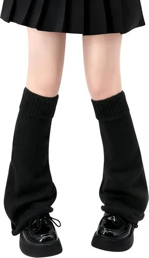 Leg warmers - 1 pair - Socks - Winter leg warmers - Warm leg warmers - Long socks - Calf socks - Knee socks - Stacked socks - Autumn and winter socks - knitted socks - retro accessories - black