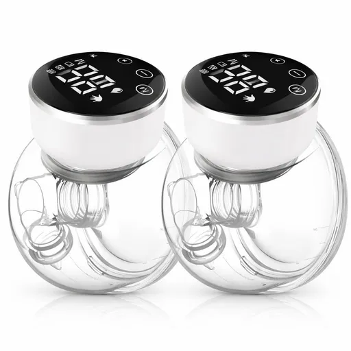 Hands-Free Wearable Electric Breast Pump for Moms on the Go with LED Display (white)