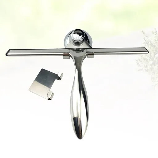 Plated Silver Stainless Steel Wiper, Shower Squeegee for Bathroom and Glass, 3Pcs