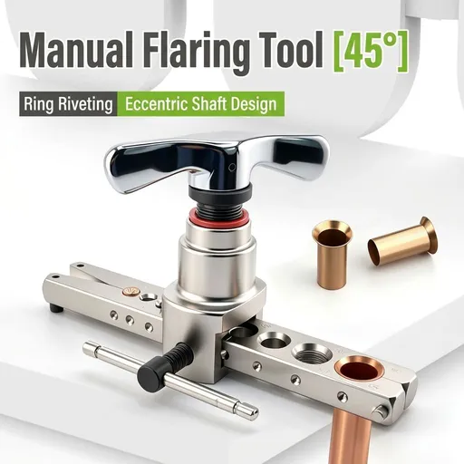 45° Eccentric Manual Copper Tube Expander Tool with Metric and Imperial Steel Clamp Plate for HVAC Refrigeration Condenser Piping Water Plumbing Installation and DIY Copper Pipe Projects (Silver, S)