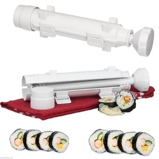Sushi Making Kit, Professional Sushi Maker Vegetable Meat Sushi Kit, Tube Shape Food Sushi Mold Maker Tool White