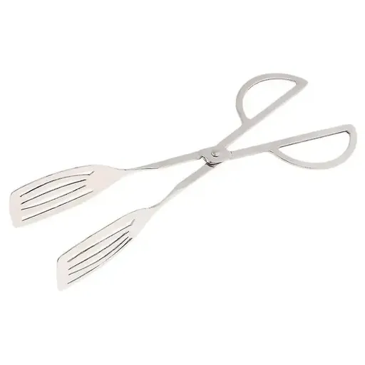 Stainless Steel BBQ Serving Tongs with Wide Non-Slip Gripping Heads for Cooking, Grilling, Salad and Buffet Serving, Silver, 25 cm