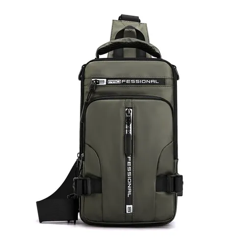 Men's Water Resistant Shoulder Bag with USB Charging Port, Cross Body Bag for Men and Women, Green