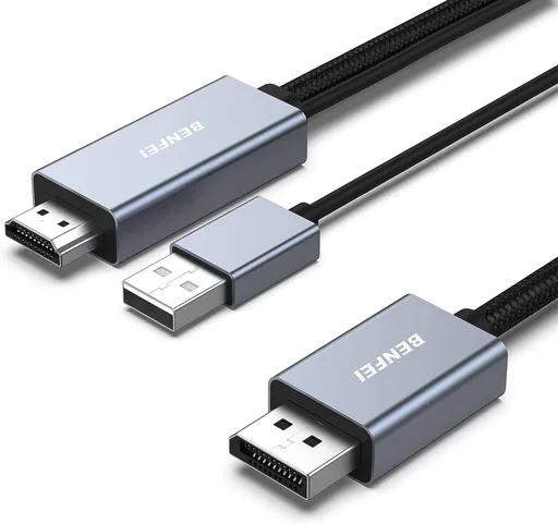 BENFEI 344GY-5M HDMI to DisplayPort Unidirectional 4K Active Cable with USB Powered 5M