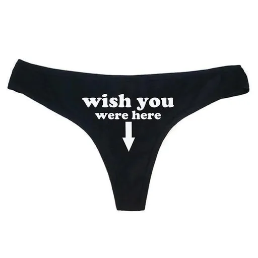 House Of Dasein Wish You Were Here Thong Women Underwear Panties - Black - L