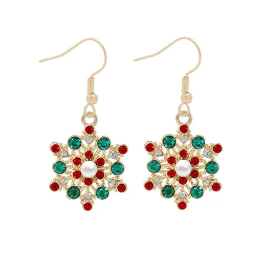 Sparkling Snowflake Earrings for Women - Fashion Dangle Drop Earrings with Colorful Rhinestones - Handmade Christmas Holiday Party Jewelry Gifts